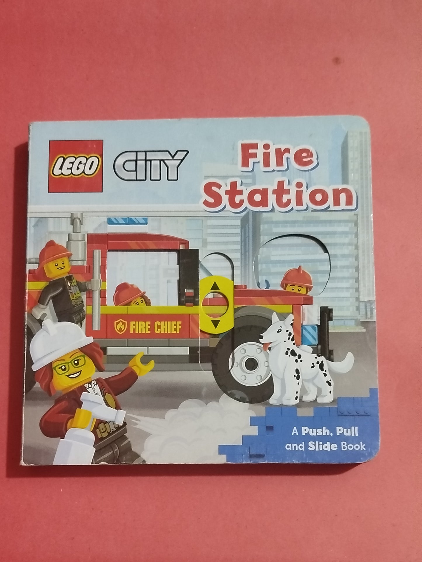 Fire Station- Lego - push pull slide book