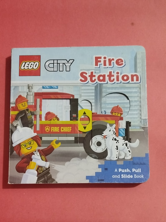 Fire Station- Lego - push pull slide book